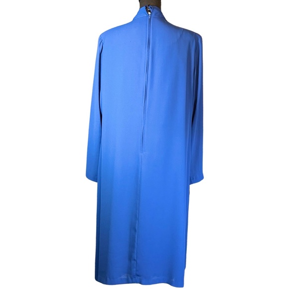 Vintage FTLTD Woman Maxi Blue 100% Polyester fully lined dress with shoulder pad - Picture 3 of 5